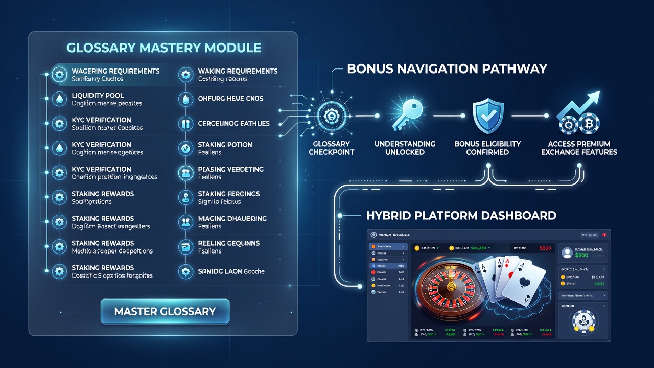 Diagram over bonusnavigation med markerede fagudtryk på en hybrid platform